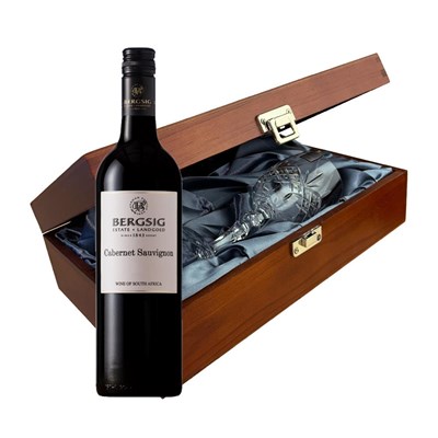 Bergsig Estate Cabernet Sauvignon 75cl Red Wine In Luxury Box With Royal Scot Wine Glass